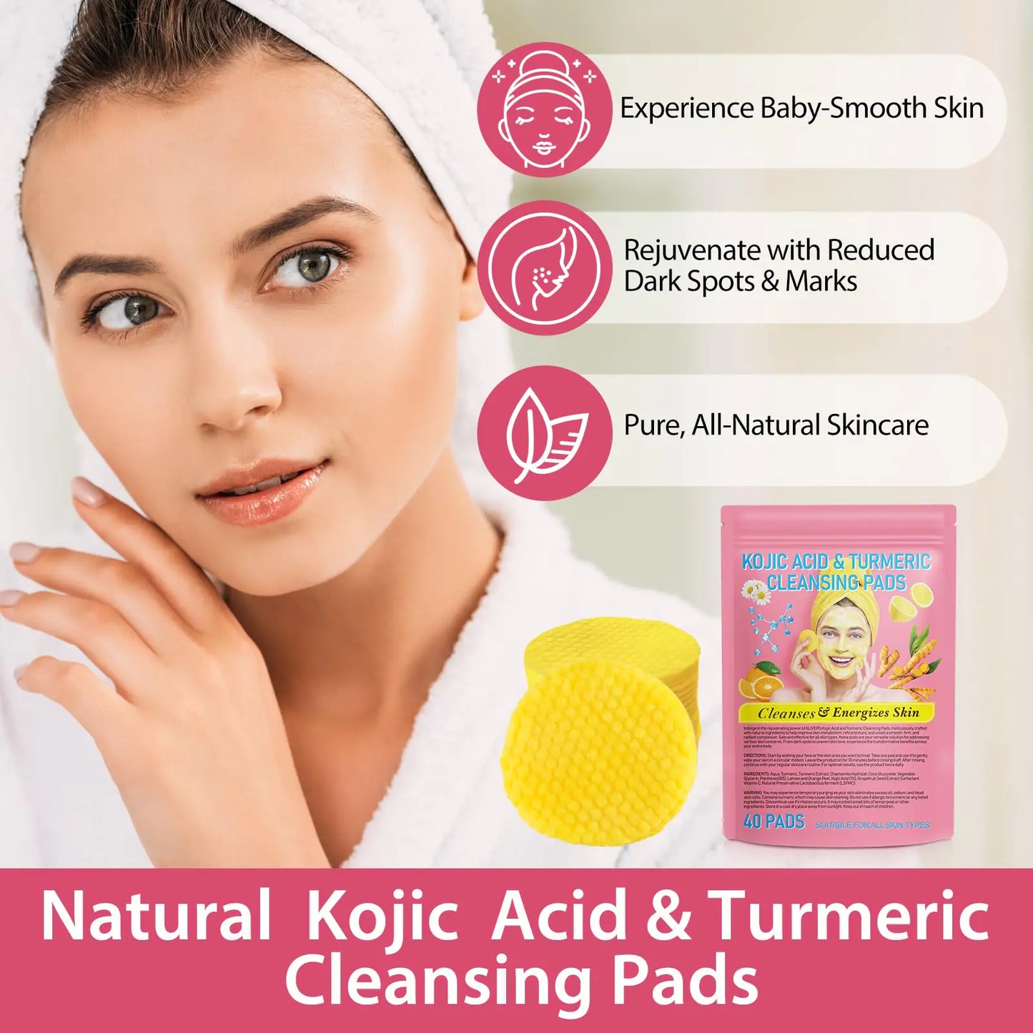 Turmeric Kojic Acid Cleansing Pads (Express Delivery)